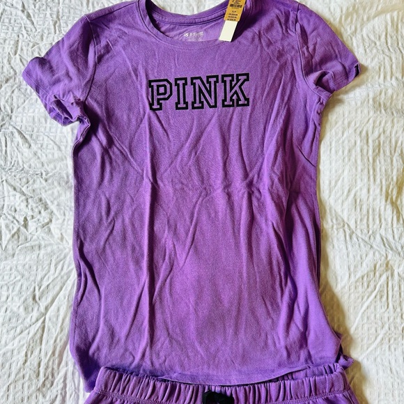 PINK Purple Lavender Short Sleeve Tee & Boyfriend Drawstring Shorts - Picture 7 of 14